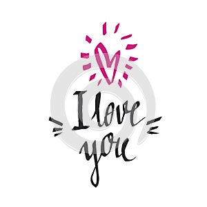 I Love you - handdrawn lettering for save the date card, wedding invitation, valentine card or other romantic design. Unique