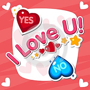 I love you, handwritten abbreviated text with heart shape photo
