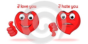I love you. I hate you. Vector illustration