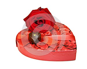 I love you - heart chocolates and rose over white
