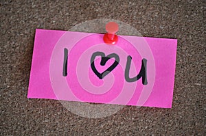 I Love You Heart Note on Pinboard