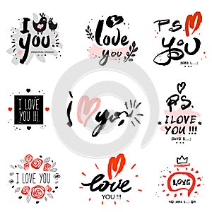 I love you, illustration and logo.