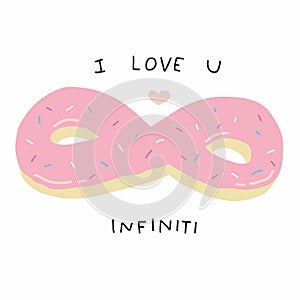 I love you Infiniti donut cartoon  illustration