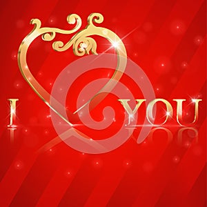 I Love You lettering stylish golden text