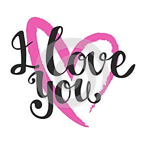 I love you lettering. Vector art. Hand drawn lettering. I Love Y