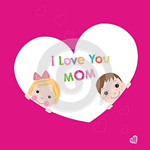 I love you mom with children mother's day greeting card