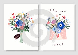 I love you Mom greeting cards set for Mother\'s Day