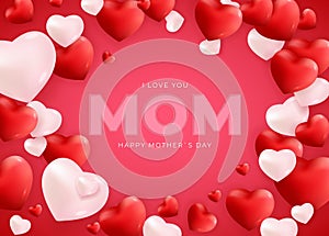 I love you mom. Happy Mother Day card background. Vector Illustration