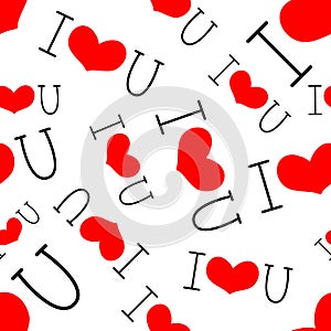 I love you seamless pattern. Vector illustration in doodle style.