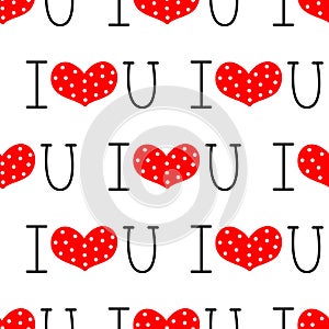 I love you seamless pattern. Vector illustration in doodle style.