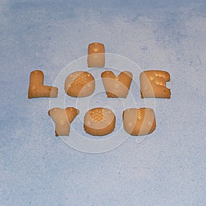 I love you success spelled with letter cookies