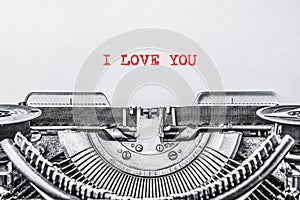 I LOVE YOU, text on vintage typewriter.