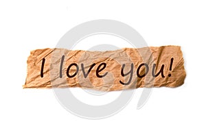 I love you title on piece of paper