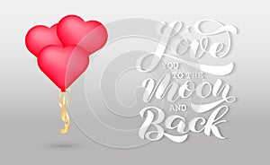 I Love you to the moon and back brush lettering. Vector stock illustration