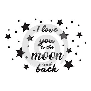 I love you to the moon and back vector stars quotes clipart