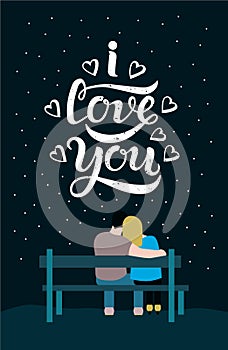 I love you typography lettering poster template, black background