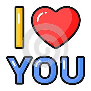 I love you vector icon, A valentine day special sentence