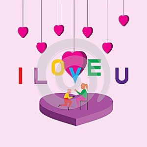 I love you vector illustration concept, valentine day concept, boy and girl happiness