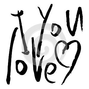 I love you words. handwritten text. vector