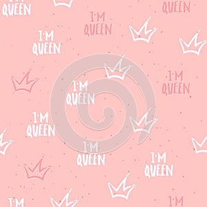 I`m queen Fashion queen with doodle, crown. lettering, hand drawing design texture in hip hop street art style for t-shirt