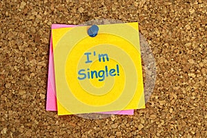 i\'m single postit on corkboard