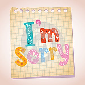 I'm sorry note pad paper illustration