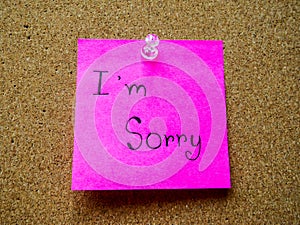 I'm sorry on post it note