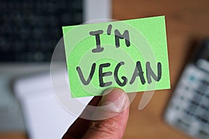 I'm vegan written n a memo at the office