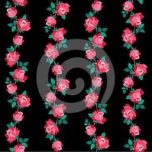 Beautiful rose vertical stripe seamless pattern,