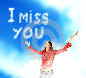 I miss you message in sky