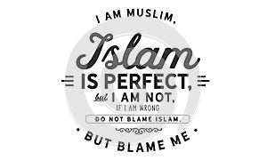 I am Muslim, Islam is perfect, but I am not, if I am wrong do not blame Islam, but blame me