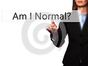 Am I Normal ? - Isolated female hand touching or pointing to but