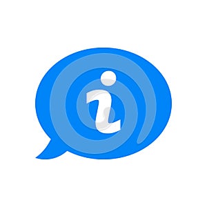 I question mark blue dialog bubble, FAQ information button vector icon