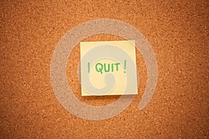I quit note on cork board