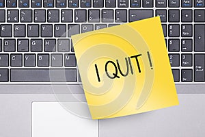 I Quit Note on Keyboard