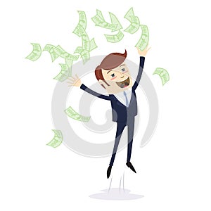 I am rich! Happy young businessman in formalwear throwing money photo