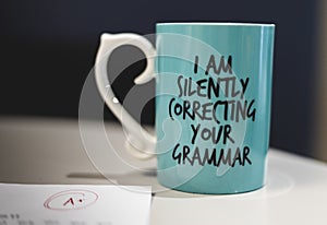 `I silently correcting your grammar` coffee mug photo