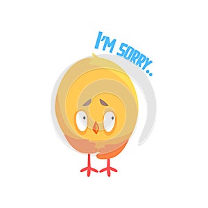 I am sorry, funny cartoon comic chicken apologizing vector Illustration