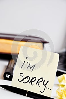 I am sorry sticky note post card