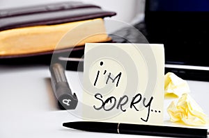 I am sorry sticky note post card