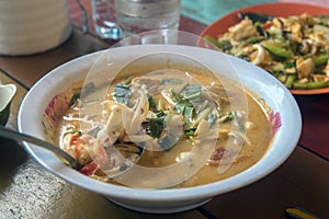 I soup tom kha in a plate