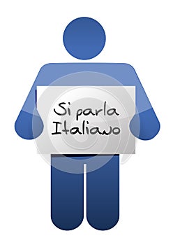 I speak Italian sign illustration design photo