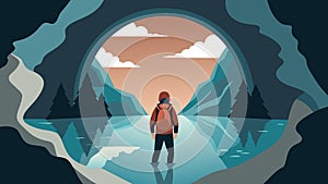 I thought caving would be scary but its actually a very peaceful and meditative experience.. Vector illustration. photo