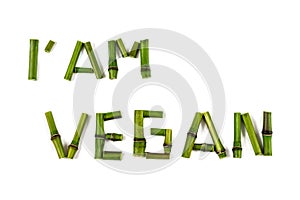I AM VEGAN Inscribed on a white background
