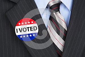I voted pin on lapel photo