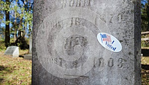 I voted sticker in a cemetery