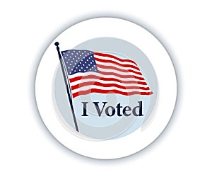 I voted sticker with us american flag. Voting sticker with I voted slogan and us american flag.