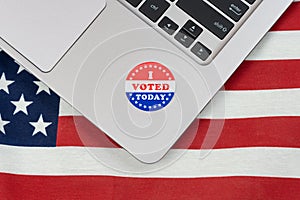 I Voted Today sticker on a laptop computer