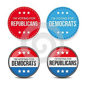 I am voting for Democrats / Republicans - election badge photo