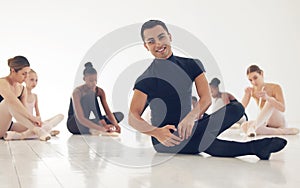 I want people who have to dance. a group of young male ballerinas preparing for their routine.